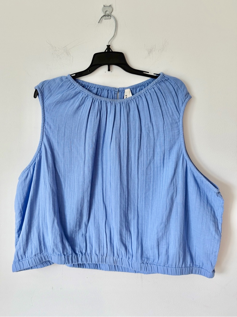 NWT Pact Light Blue Sleeveless Gathered Neck Tank Top